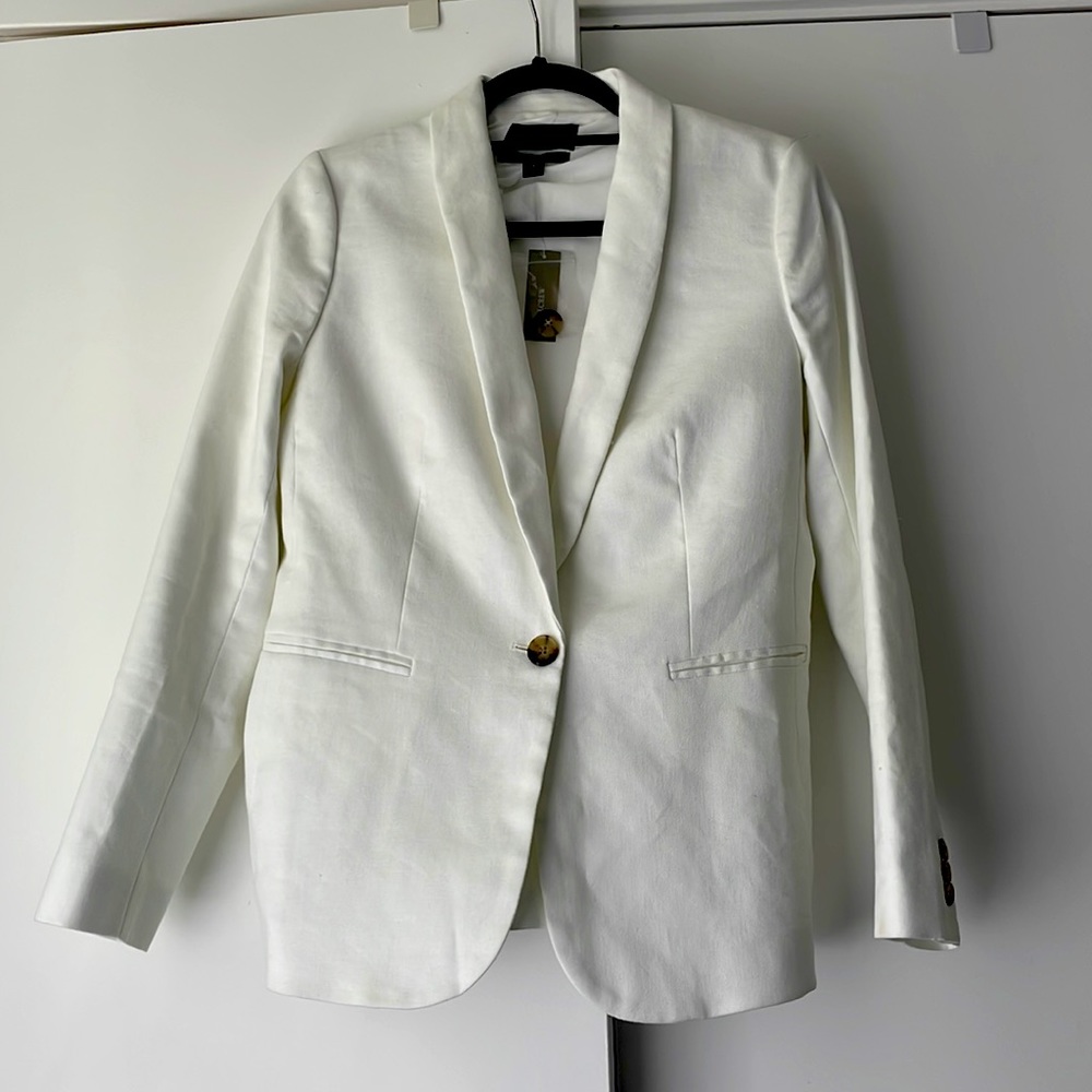 White J Crew Linen Blazer